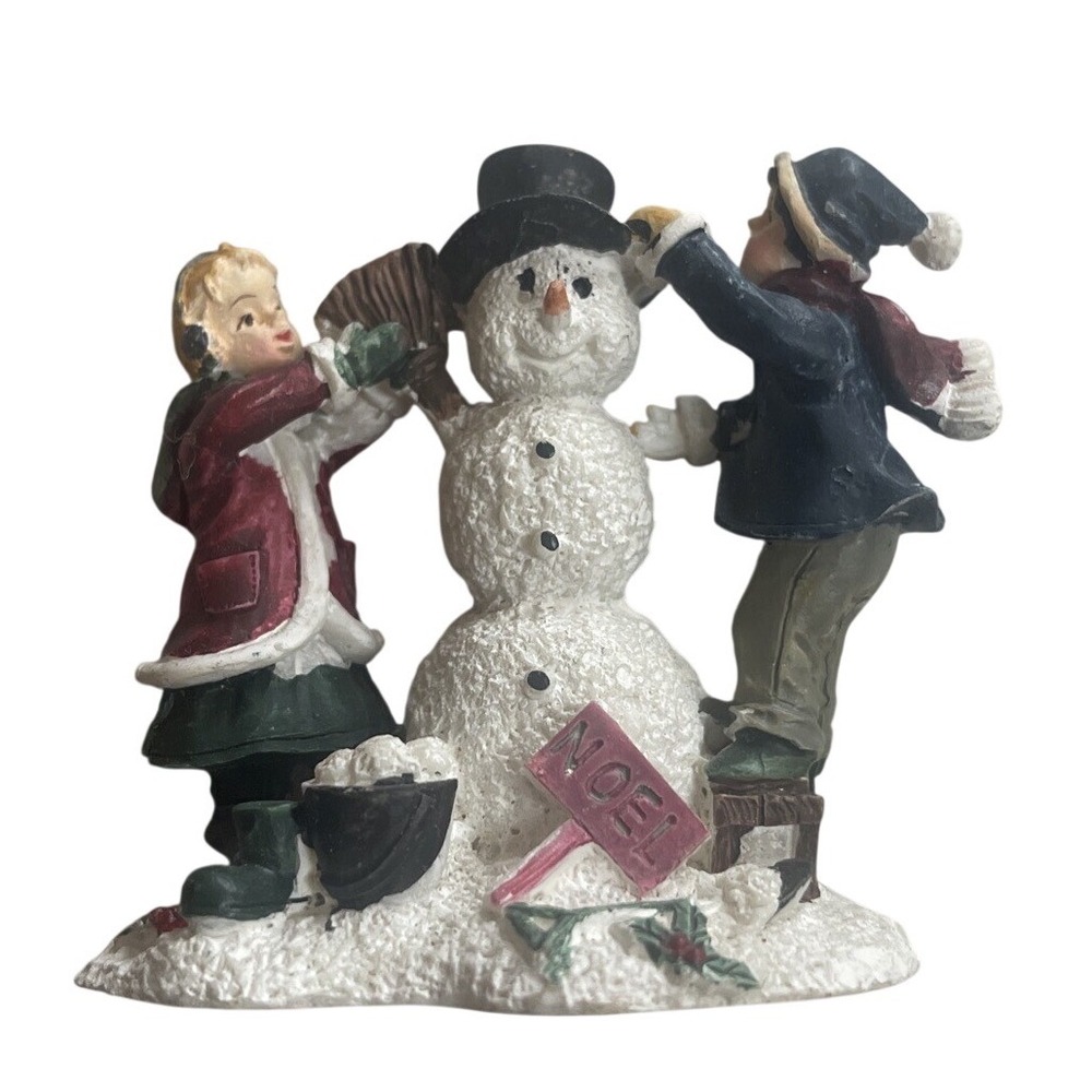 Children Making Snowman LEMAX Christmas‎ Holiday Village Family Figure Snow day